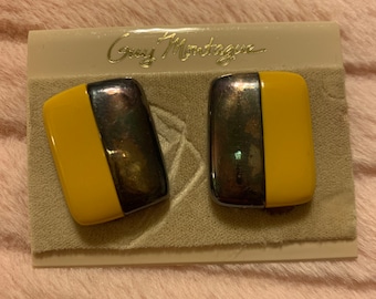 Vintage Ohrclips von Guy Montague in Silber und Gelb