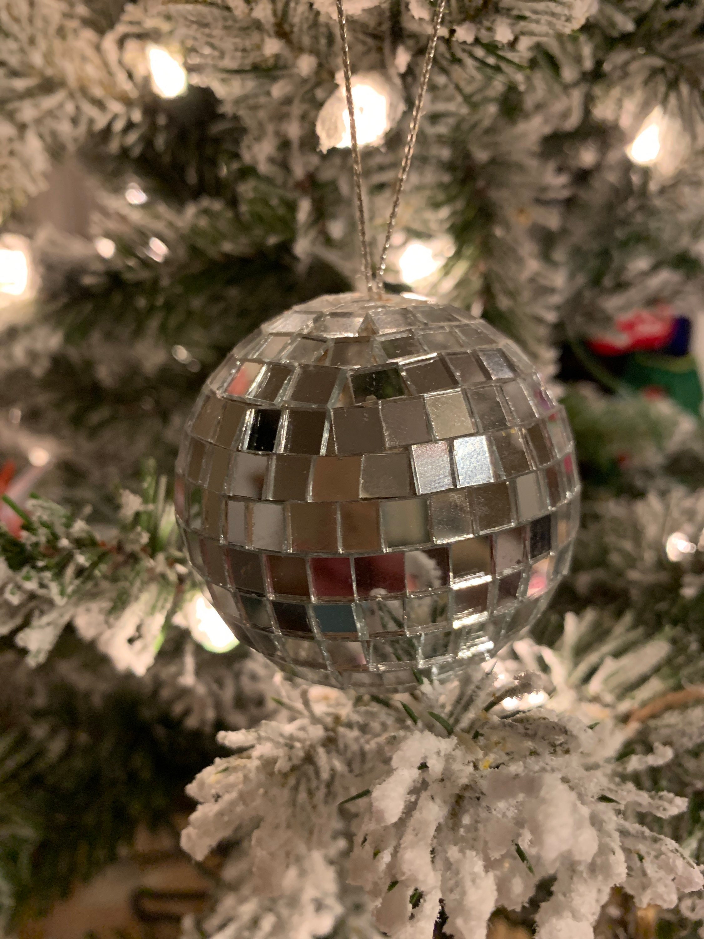 Vintage Mirrored DISCO BALL Christmas Ornament 3" 