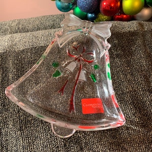 Mikasa Christmas Crystal Bell Shaped Candy Dish- Vintage Glass Dish NEW in Excellent Condition!