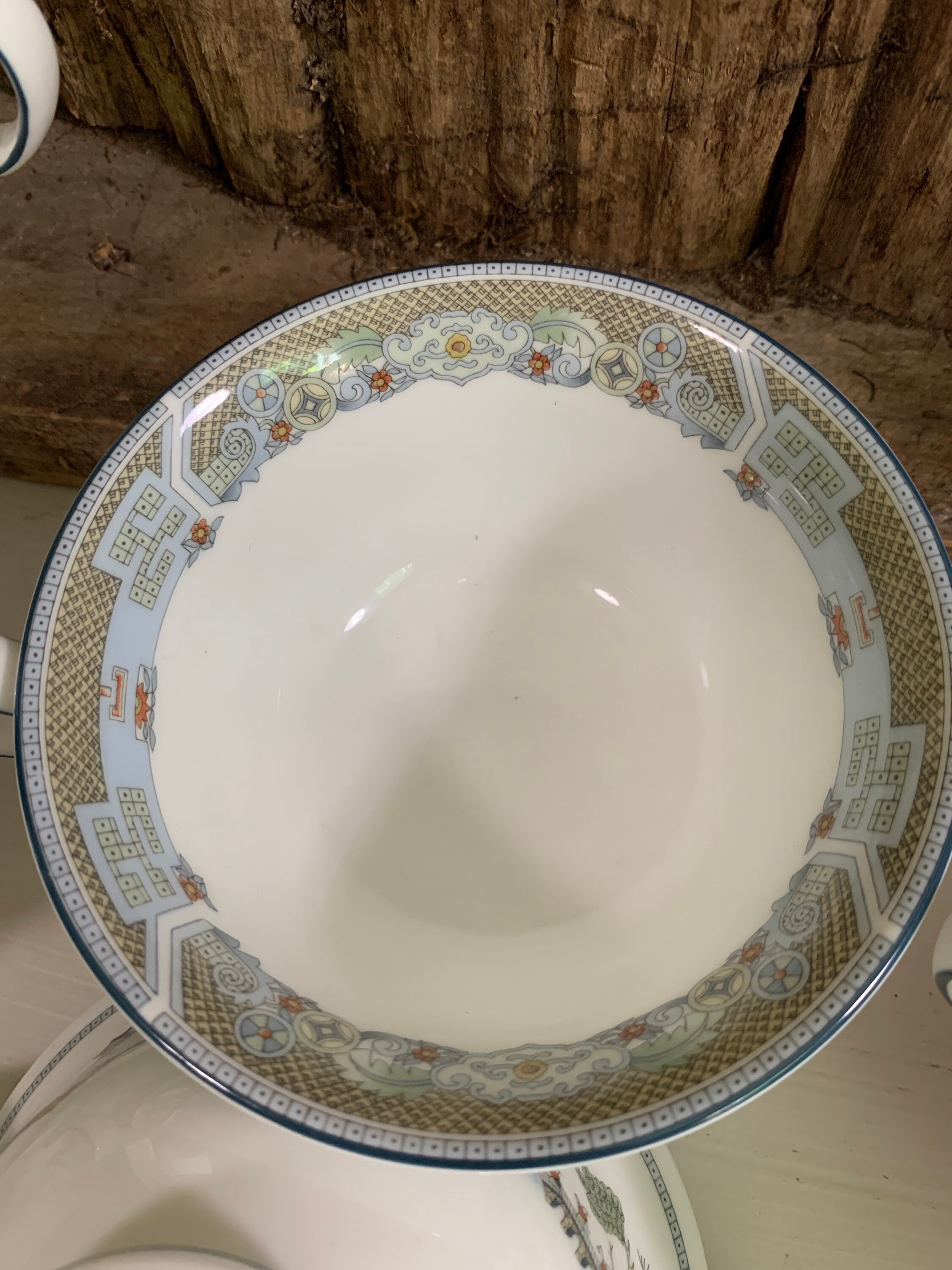 Wedgwood Bone China Set of Six Made in England chinese Legend Vintage Two Handled Cups or Bowls