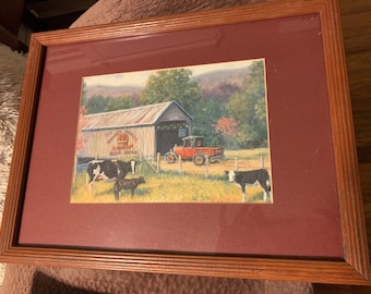 Vintage Collectable Printed Wall Hangings “Eat Simons Apples” or “Drink Milk” with Frame Your Choice.