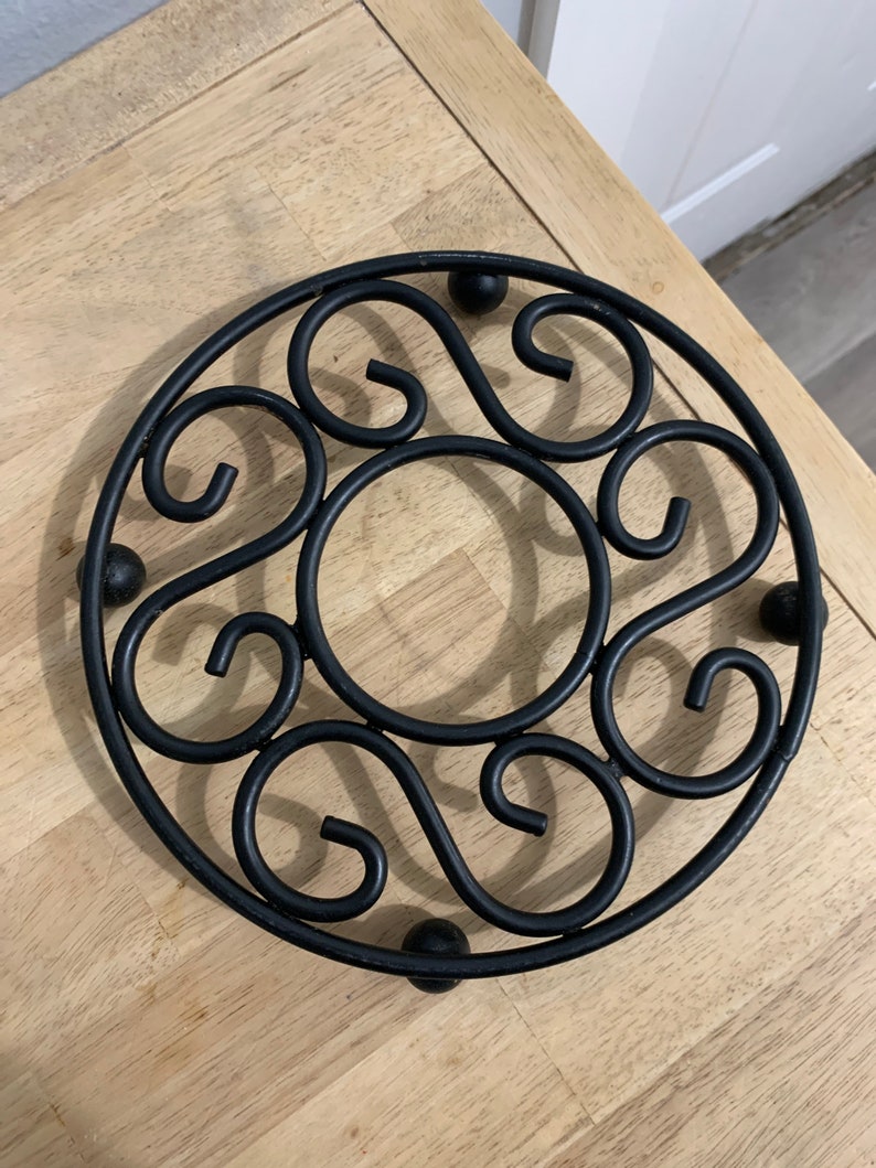Heavy Black Trivet Large Vintage Metal Trivet in Great Etsy