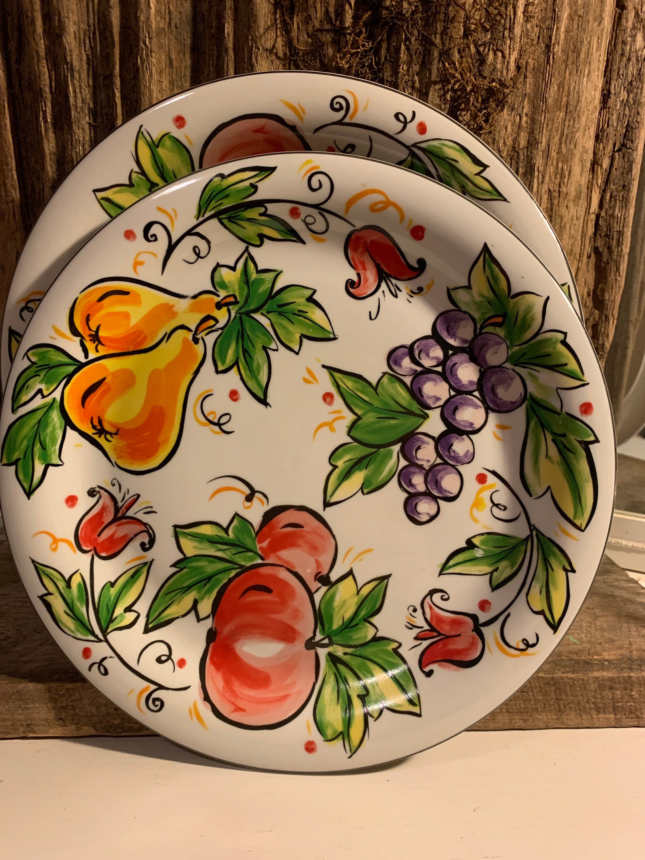 Ceramic Sweet Orchard Tabletops Unlimited Vintage Set of Two