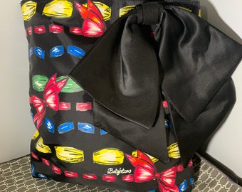 Bolso Brighton: bolso vintage colorido con gran lazo negro y lazos coloridos ¡NUEVO en excelentes condiciones!