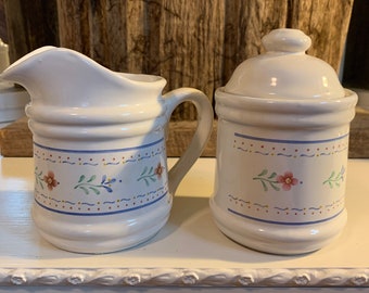 Vintage keramieken creamer en suikerpot in uitstekende staat!