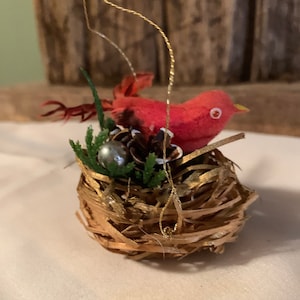 Vintage Christmas Collectable Hand Made Cardinal Ornament in Original Box in Great Condition!