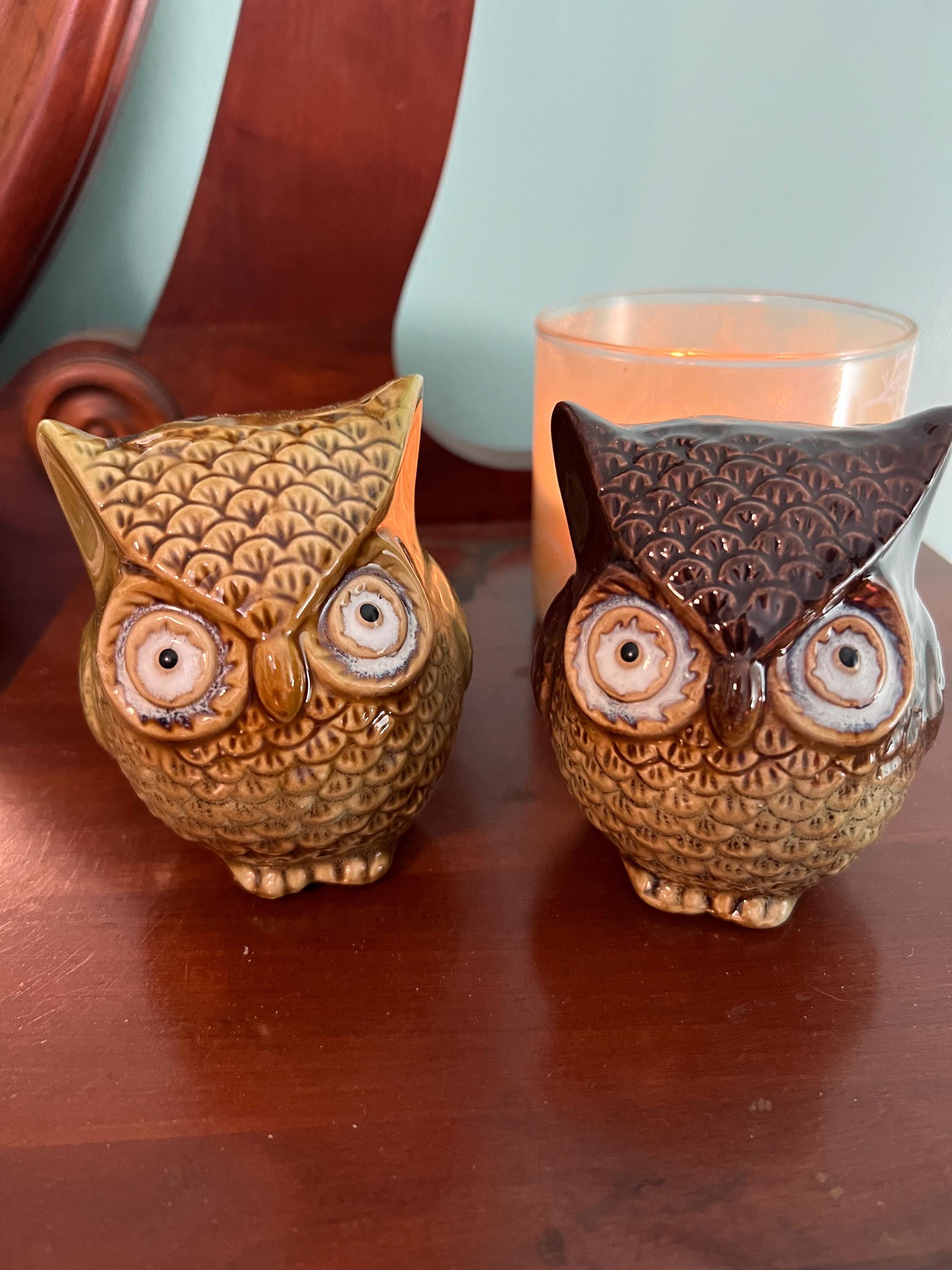 Owl Figurines. Set of two vintage ceramic owl figurines hand painted in excellent condition!