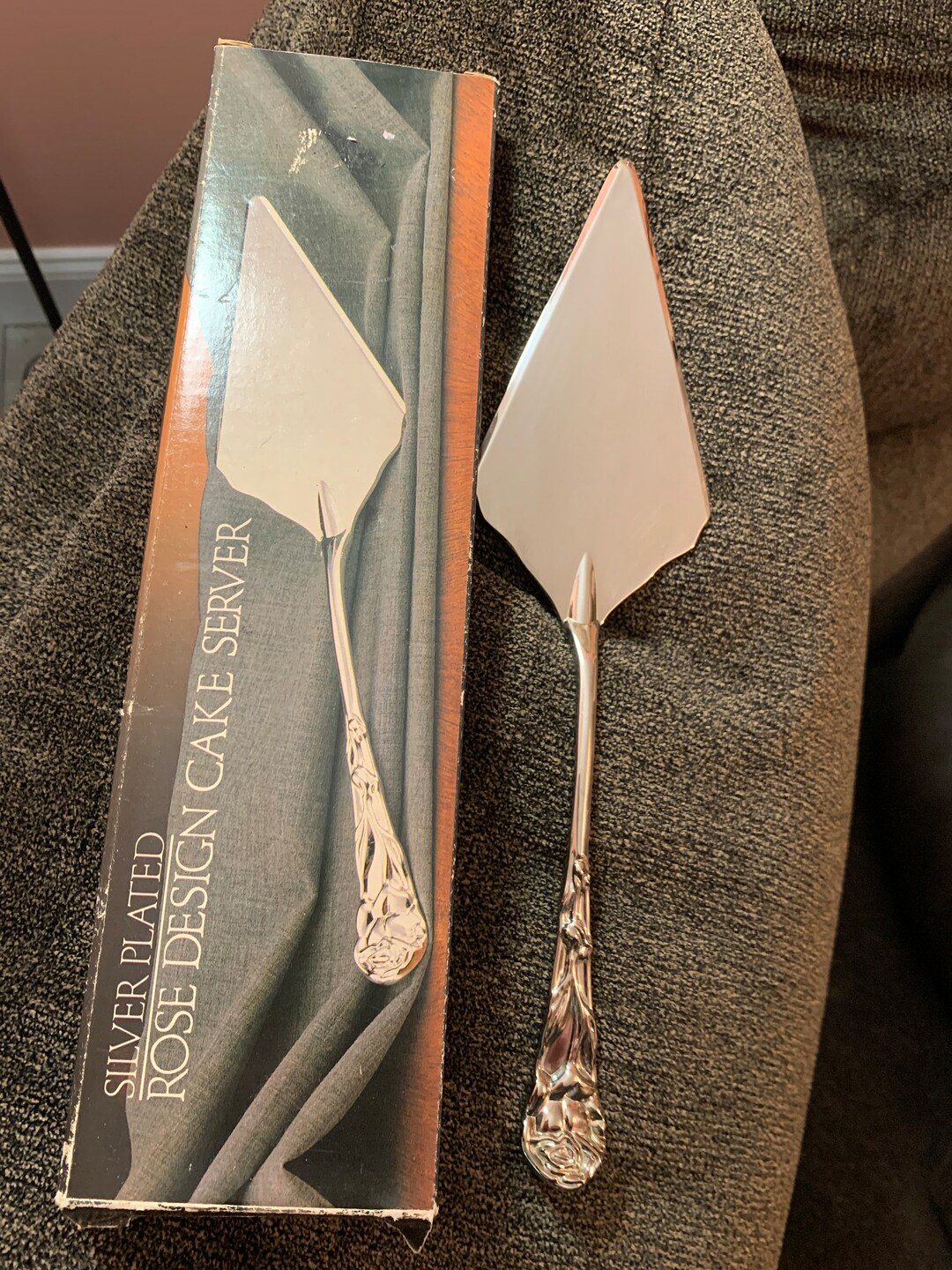 Godinger Silver Plated Cake Server Vintage 1987 Godinger New York Rose