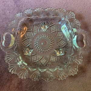 Heavy Pasari Indonesian Vintage Pressed Glass Serving Tray in Excellent Condition!