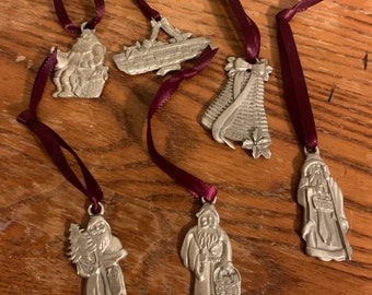 Vintage coleccionable Longaberger Basket Adornos navideños de plata en excelentes condiciones Su elección de 6!!!
