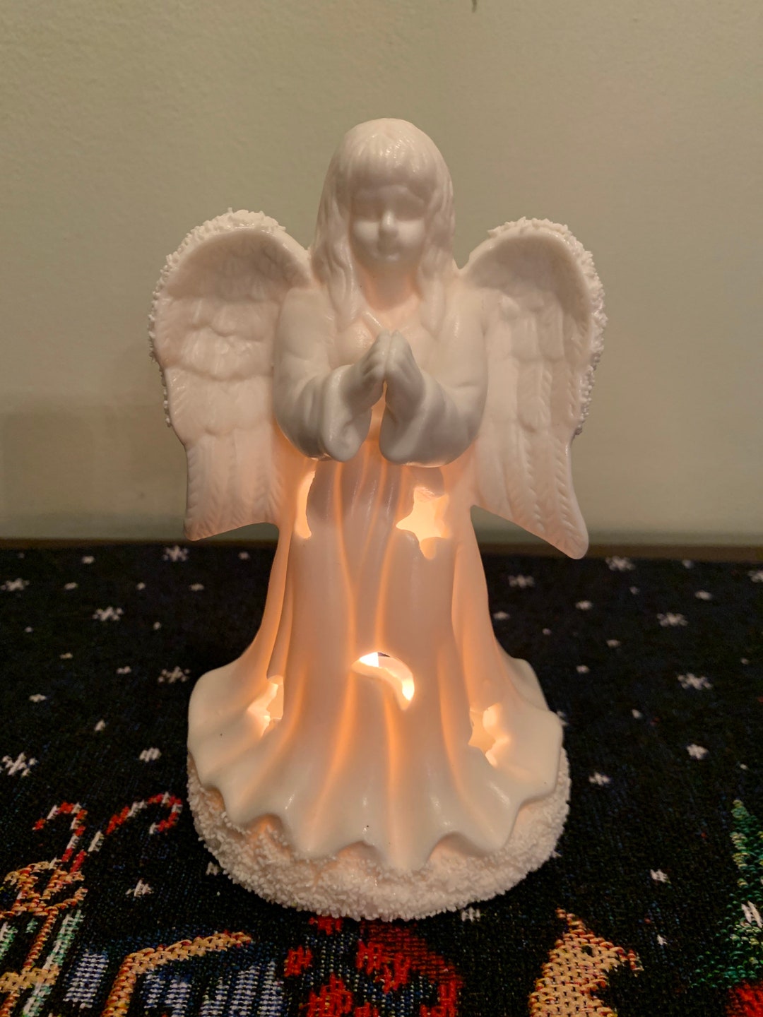 Christmas Angel Votive Candle Holder Porcelain Vintage Tea Light Candle Holder NEW in Excellent