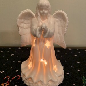 Ángel de Navidad Votive Candle Holder- Porcelana Vintage Tea Light Candle Holder NUEVO en excelentes condiciones!