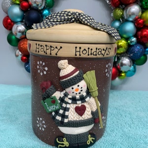Weihnachten Schneemann Keksdose - Schwere Vintage Deckeldose oder Keksdose mit Schneemann &quot;I Love Snow&quot; in tollem Zustand!