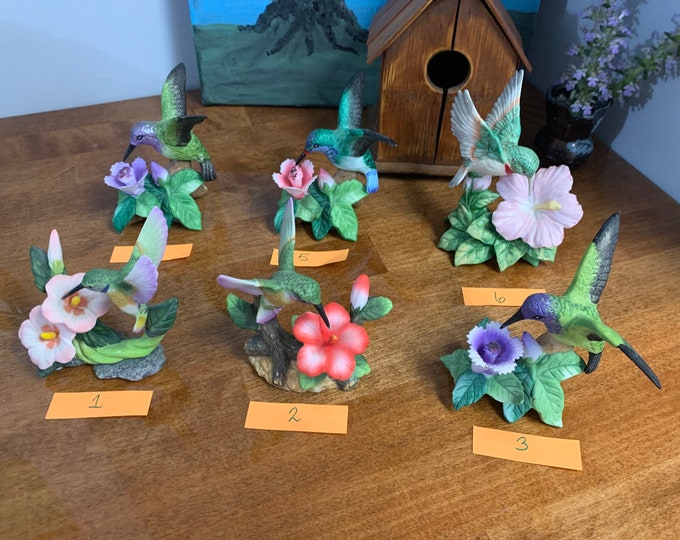 Porcelain Hummingbird Figurines Collectable Vintage Hummingbirds Your Choice in Excellent