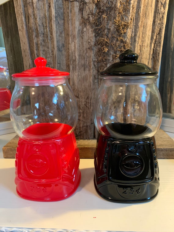 Glass Vintage Candy Jars in Your Choice of Red or Black in Etsy