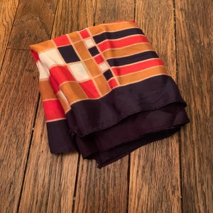Vintage Scarf in Red, Blue, Burnt Orange, and White in Excellent Condition!