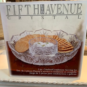 Fifth Avenue Crystal Vintage Cracker or Condiment Serving Set NEW in Original Box in Excellent Condition!