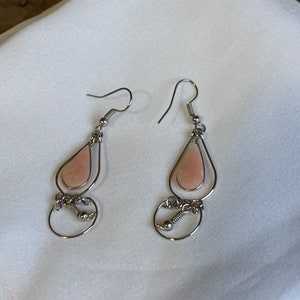 Vintage Silver and Pink Stone Earrings in Excellent Condition!