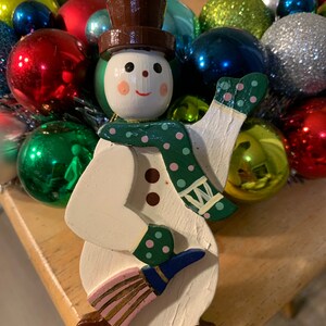 Christmas Hand Made and Hand Painted Vintage Snowman Ornament in Great Condition!