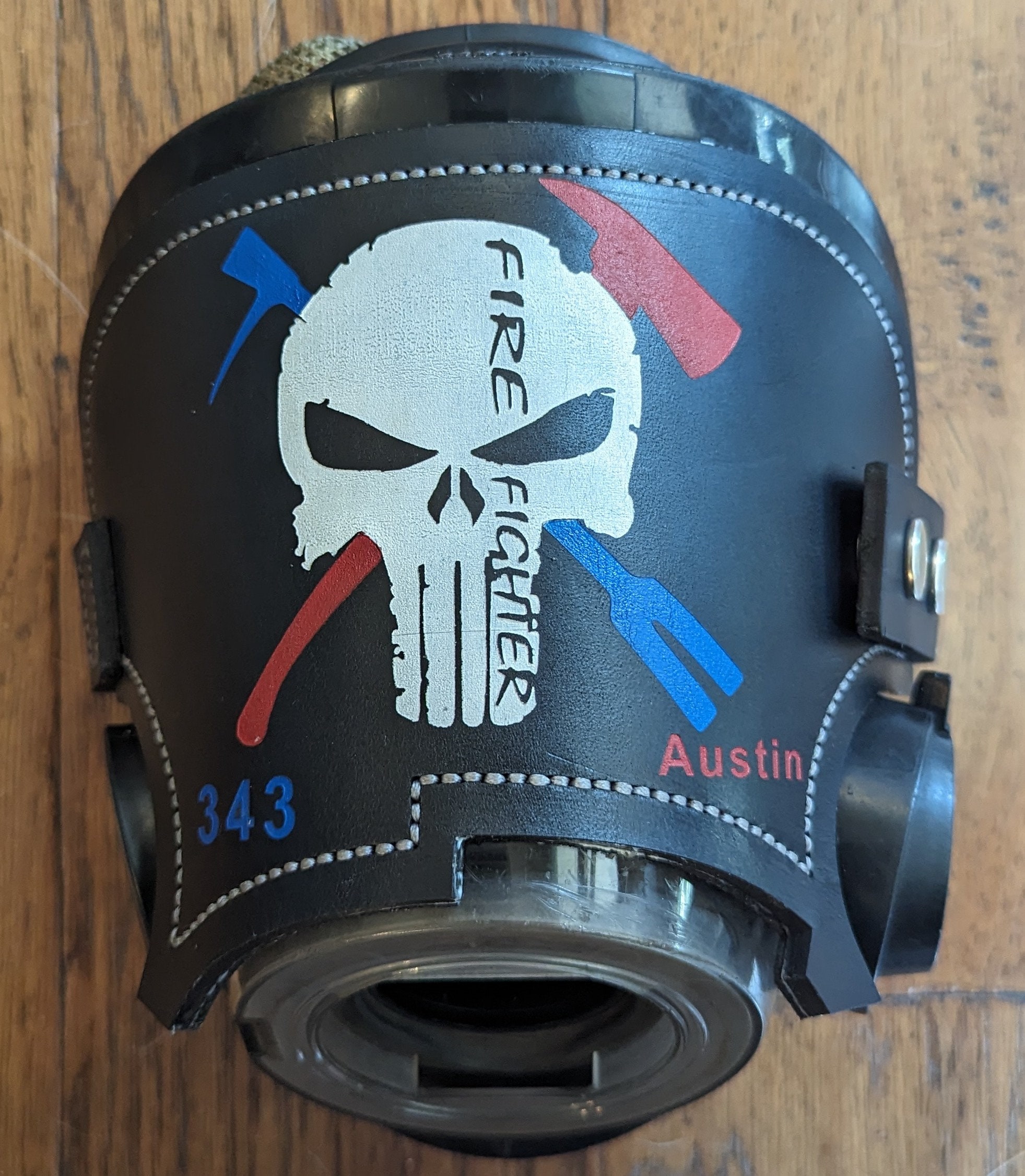Personalized Firefighter SCBA Leather Mask Cover for Scott AV-3000 Mask (black)