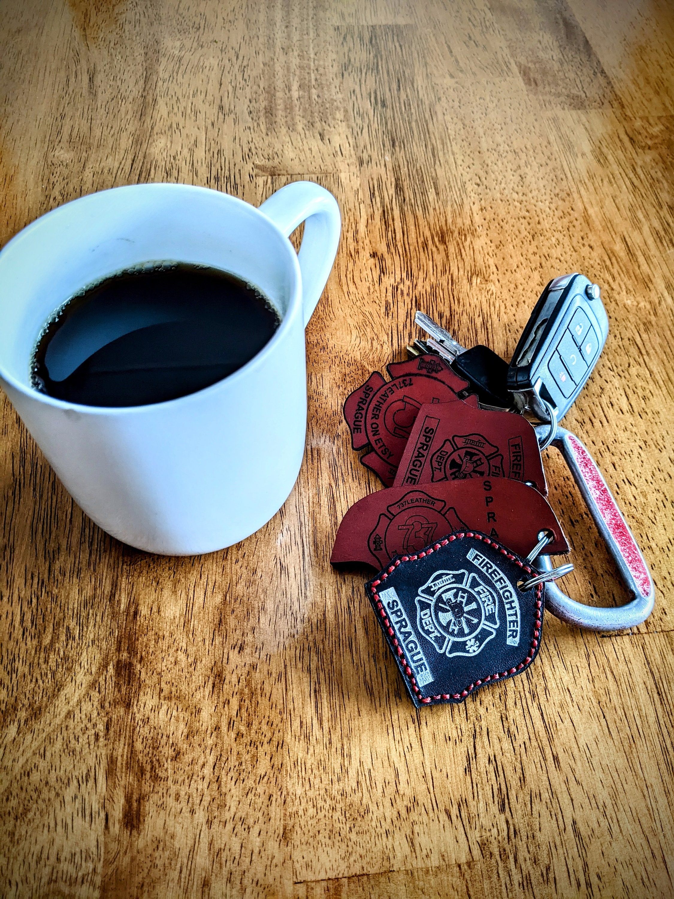 Custom Black Leather Firefighter Helmet Shield Keychain. Etsy