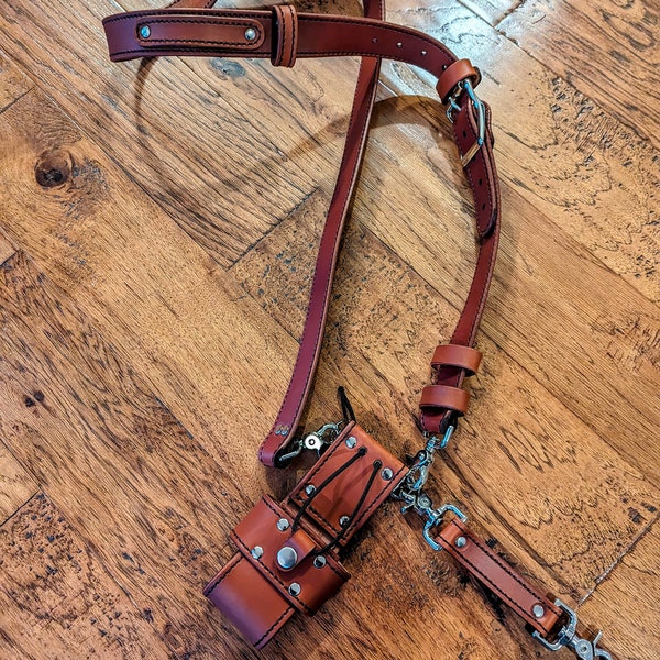 Handcrafted Firefighter/ EMS Radio Strap and Holster Set (brown/chestnut)