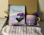 Wellness Planner Gift Box for her, Undated Planner, Daily Reflections, Purple Ombre Mug, Socks