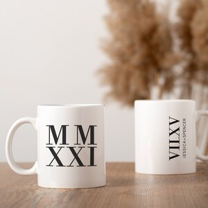 Engagement Gift Customizable Mug | Personalized Couple Mugs | Anniversary Gift | Custom Roman Numeral Date Mugs | Custom Anniversary Gifts