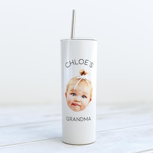 Vaso flaco de bebé personalizado / Vaso personalizado de cara de bebé / Regalos de vaso de imagen personalizados para amigos con regalo de bebé para mamá / Vaso de 20 oz