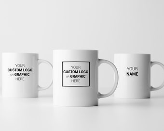 Custom Ceramic Coffee Mug White | Add your own Logo, Text, Image or Artwork | Your Logo Here | Custom Designs Mug Bulk | Company Logo Mug