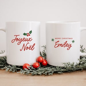 Tazza Joyeux Noël / Buon Natale in francese / Tazza di Natale personalizzata / Regalo di Natale personalizzato / Regali di Natale personalizzati / Tazza per le feste