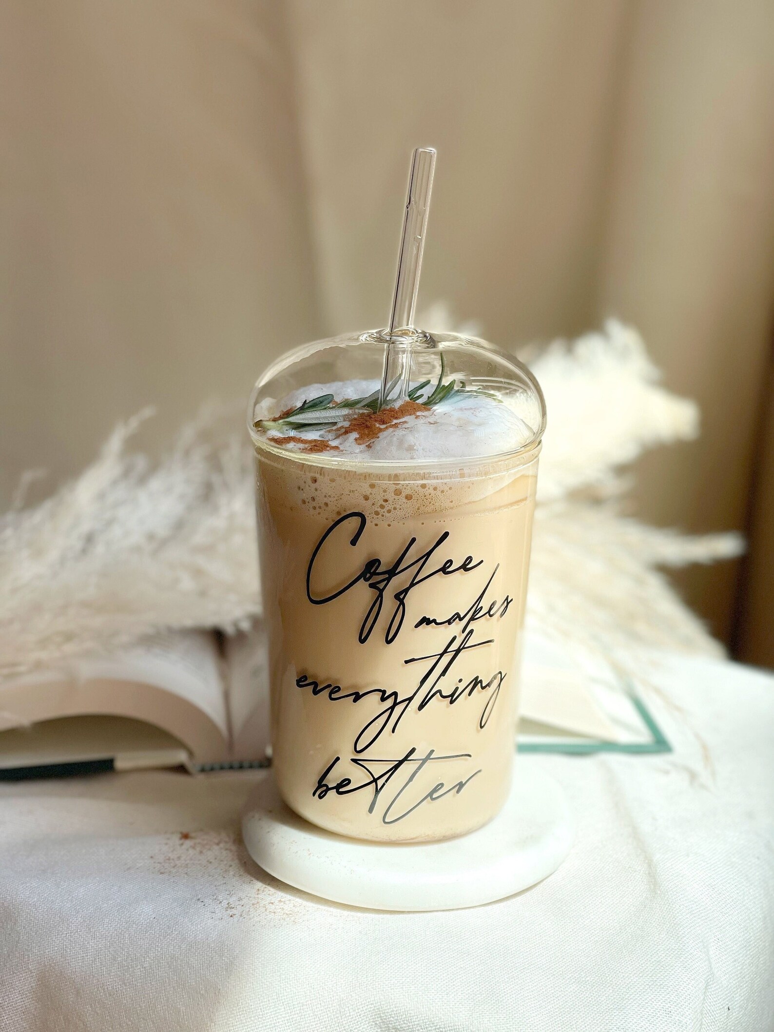 Dome Lid Glass Tumbler Glass Tumbler Tumbler With Lid and Etsy