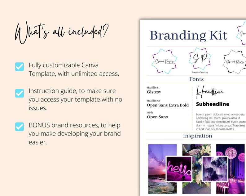 Canva Brand Kit Template Brand Board Template Style Guide Etsy