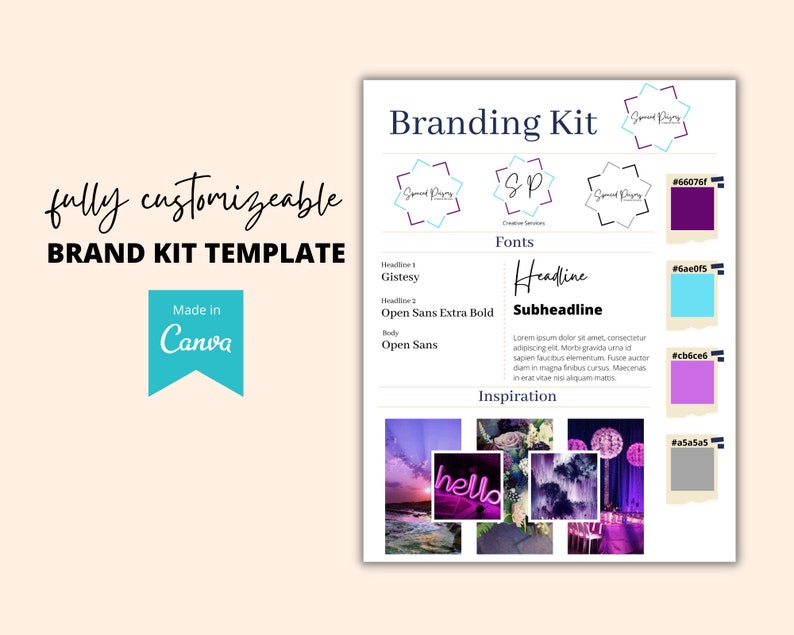 Canva Brand Kit Template Brand Board Template Style Guide Etsy