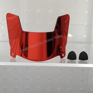 Mini Size Red Football Helmet Visor for Riddell, Schutt and all brand mini Helmets. (5 Inch Mini Size Helmet Shield for Mini Helmets)