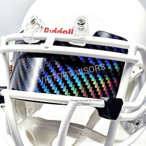 Black Rainbow Carbon Fiber Football Helmet Visor for Helmet Builders and Collectors. *Flat Style*. (For 5-inch Miniature Helmets).