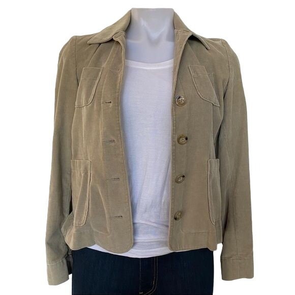 Vintage Banana Republic Corduroy Jacket Tan Button Blazer Short Coat Size XS