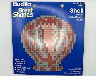 Vintages Bucilla Great Shapes 1982 Pre-Cut Plastic Canvas Shapes Shell No 5627