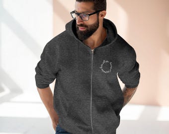 Christian Unisex Zip Hoodie, &#39;Praise Him&#39; Bible Verse Psalms 148:3, Christian Apparel, Religious Hooded Sweatshirt, Inspirational Jacket,