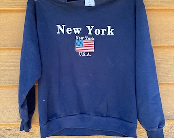Vintage Jerzees New York USA Blue Sweatshirt Size L