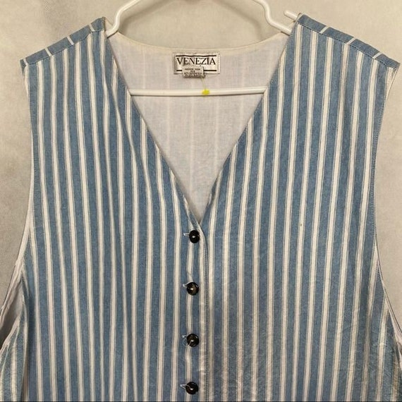 Venezia Vitale Vintage Striped Vest Button Up - Gem