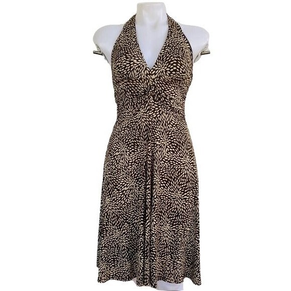 Forever 21 Halter Brown Tan Floral V Neck Stretch USA Dress Size M - Etsy UK