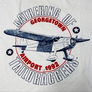 Hanes Beefy T Vintage 1992 Gathering of Tail Draggers Georgetown Airport Shirt Size M