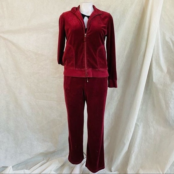 Charter Club Vintage Velour Jogger Set Wine Color