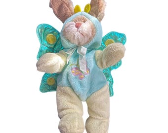 Vintage 2003 Hugfun Intl Bunny Rabbit Dressed As Butterfly Plush 9"