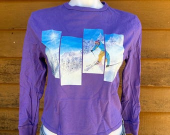 Vintage Arizona Y2k Ski Cropped Purple Long Sleeve Shirt Size XS