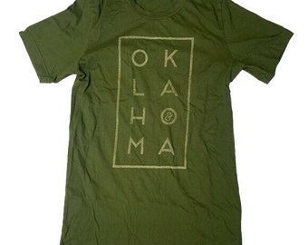 Oklahoma Sage Green Souvenir Shirt Soft 100% Cotton Tee Size S