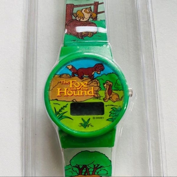 Vintage Disney Le Renard et le Chien Vert Chiot Renard Réglable Dead Stock Watch