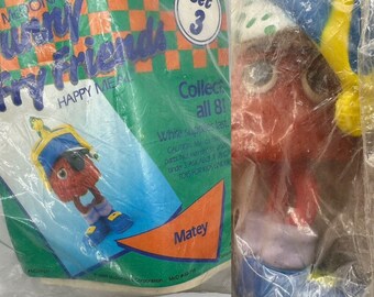 1989 McDonald’s Funny Fry Friends Happy Meal Toy Figure Matey Set 3 SEALED