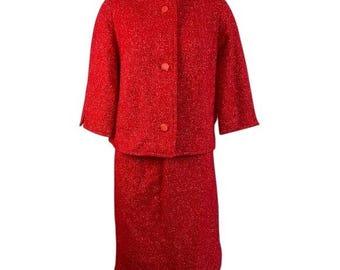 Vintage Handmade Wool 2 Piece Suit Skirt Set Size S/M